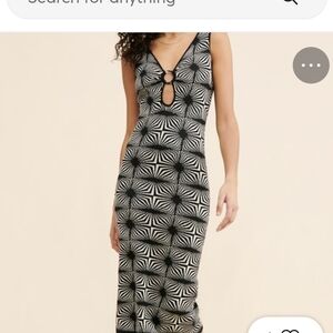 NWT XL House Of Harlow 1960 knit Geometric Cream & Black Midi Dress